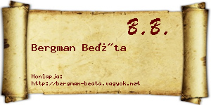 Bergman Beáta névjegykártya
